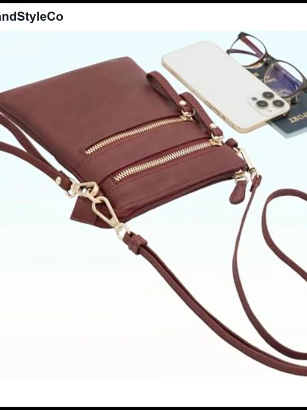 Crossbody Bag for Women with Multi Zip Pockets Detachable Wristlet Lightweight